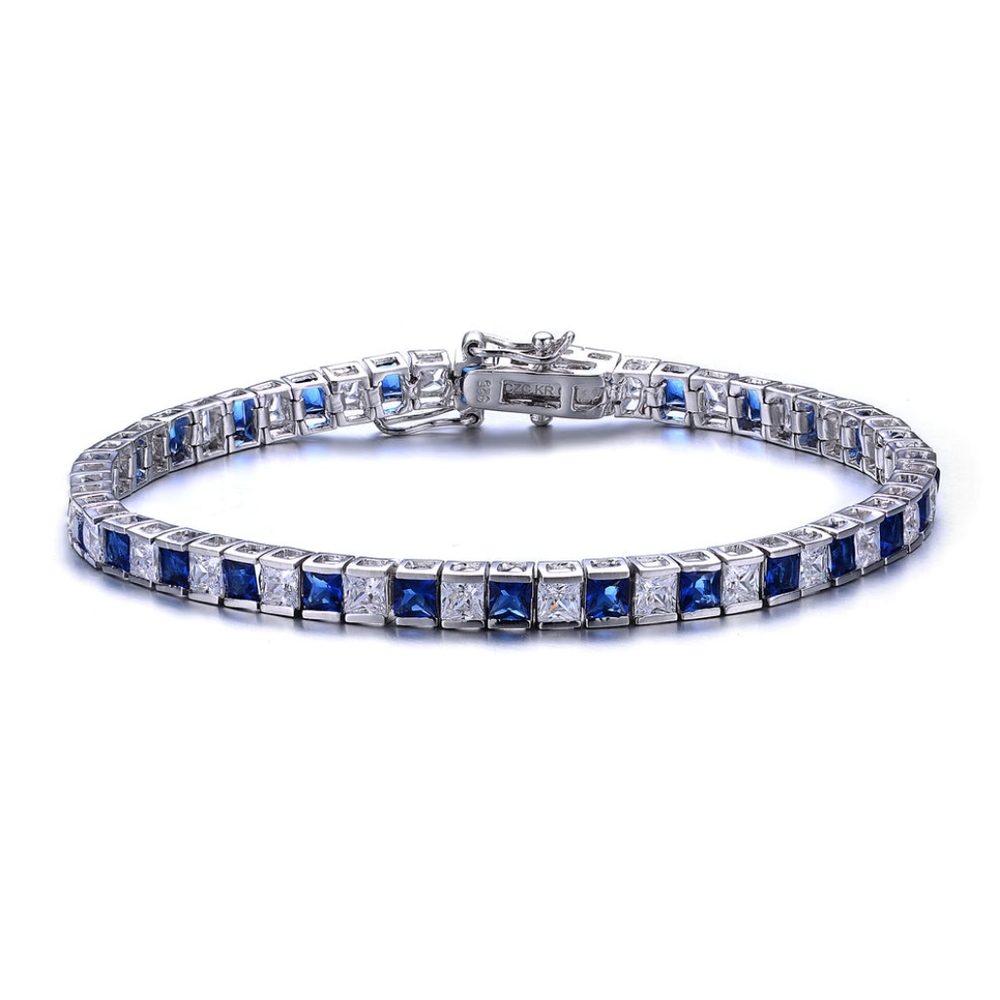 💎 New Stella Valentino CZ 3MM Channel Setting Sapphire Blue Tennis Bracelet 💙